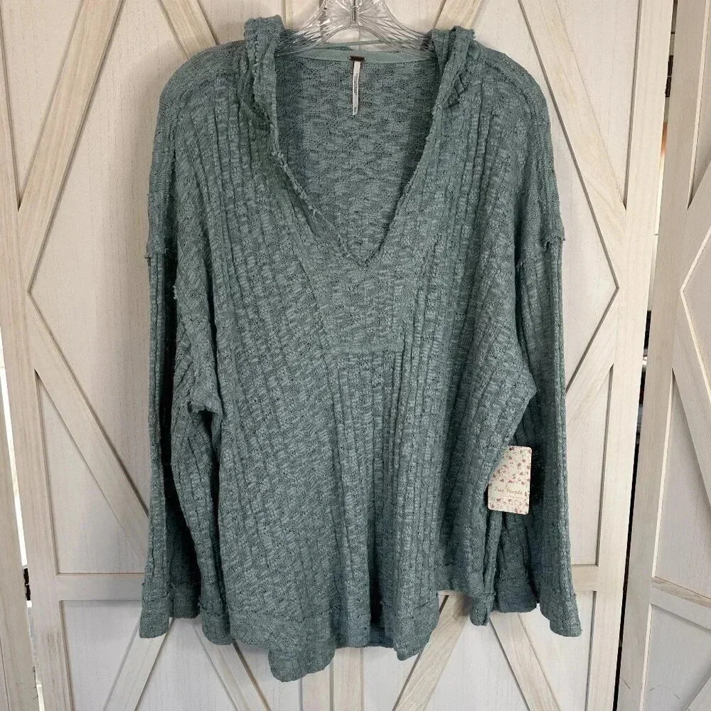 Free People Baja Babe Hooded Hacci Sweater